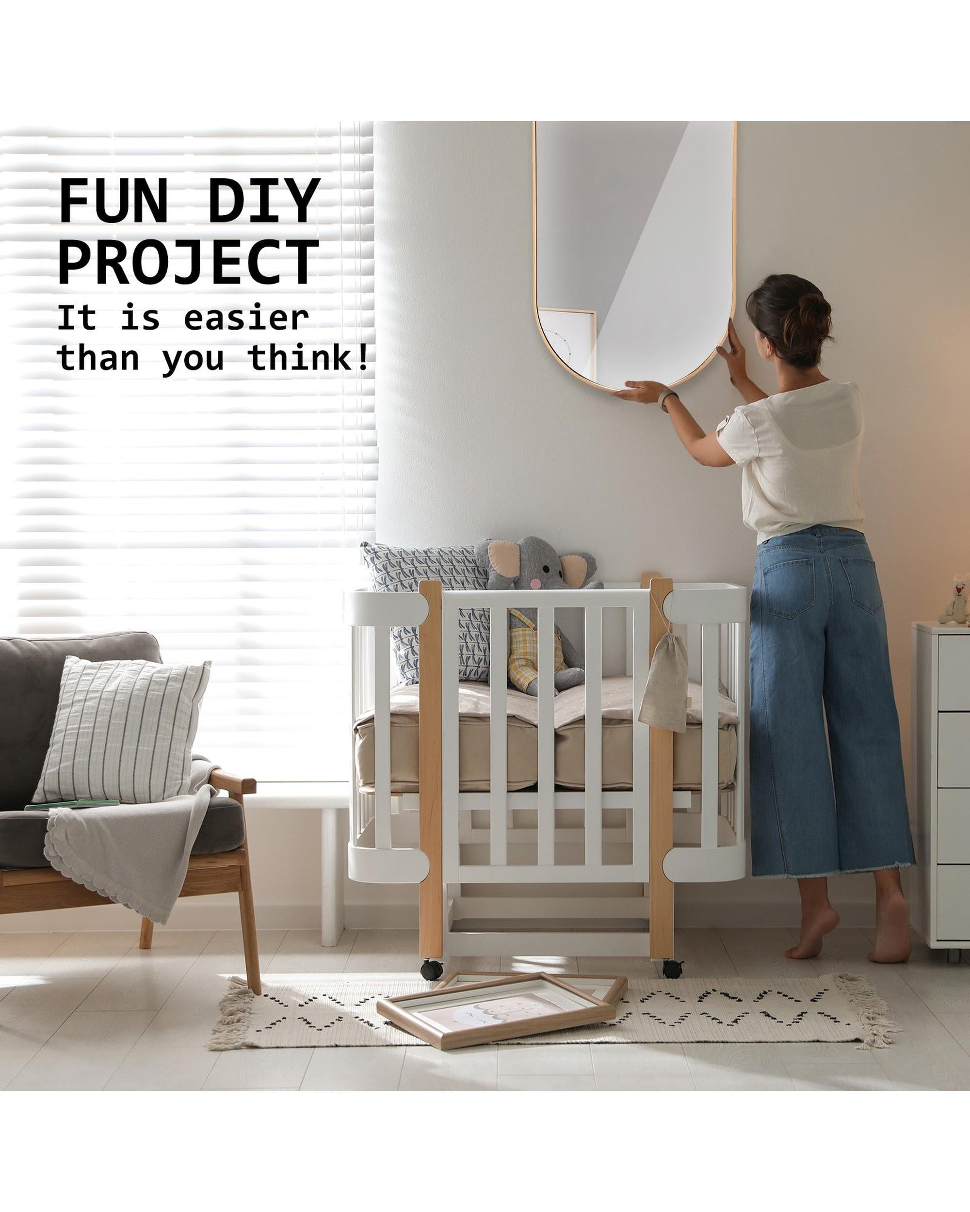 2 Set La Bella Gold Wall Mirror Oval Aluminum Frame Makeup Decor Bathroom Vanity 45x100cm Big Bedding Australia