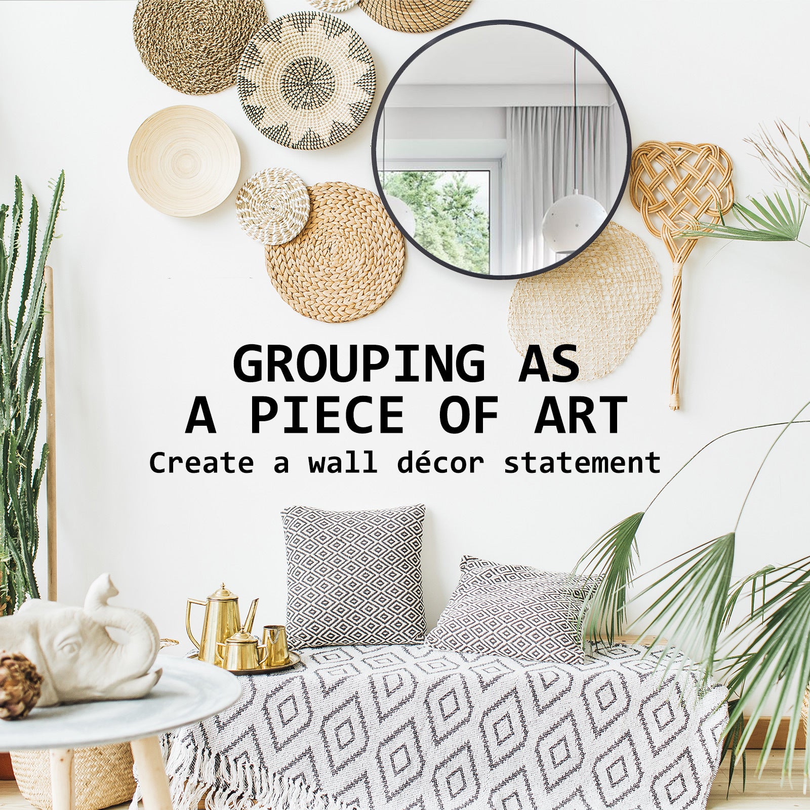 2 Set La Bella Black Wall Mirror Round Aluminum Frame Makeup Decor Bathroom Vanity 50cm Big Bedding Australia