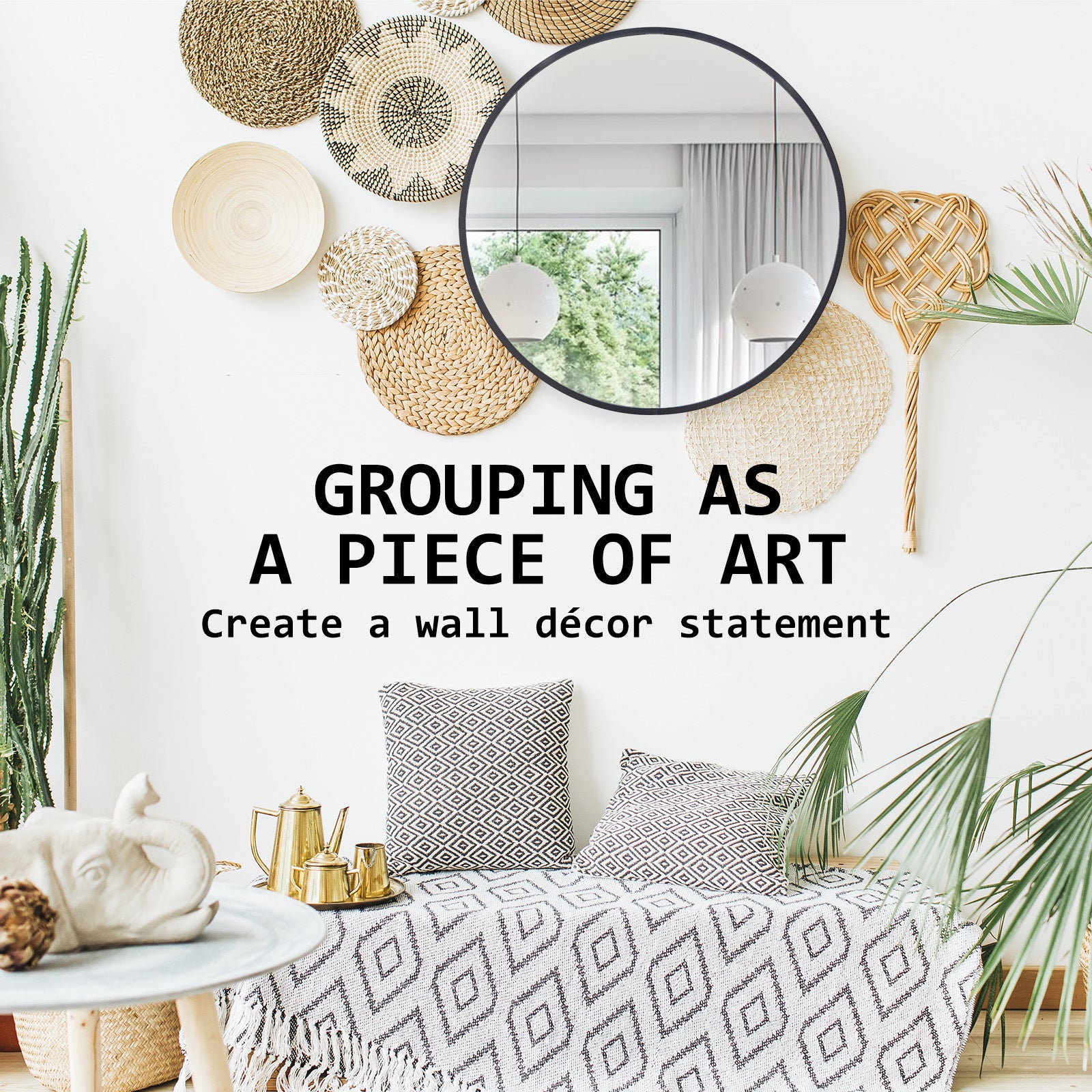 2 Set La Bella Black Wall Mirror Round Aluminum Frame Makeup Decor Bathroom Vanity 70cm Big Bedding Australia