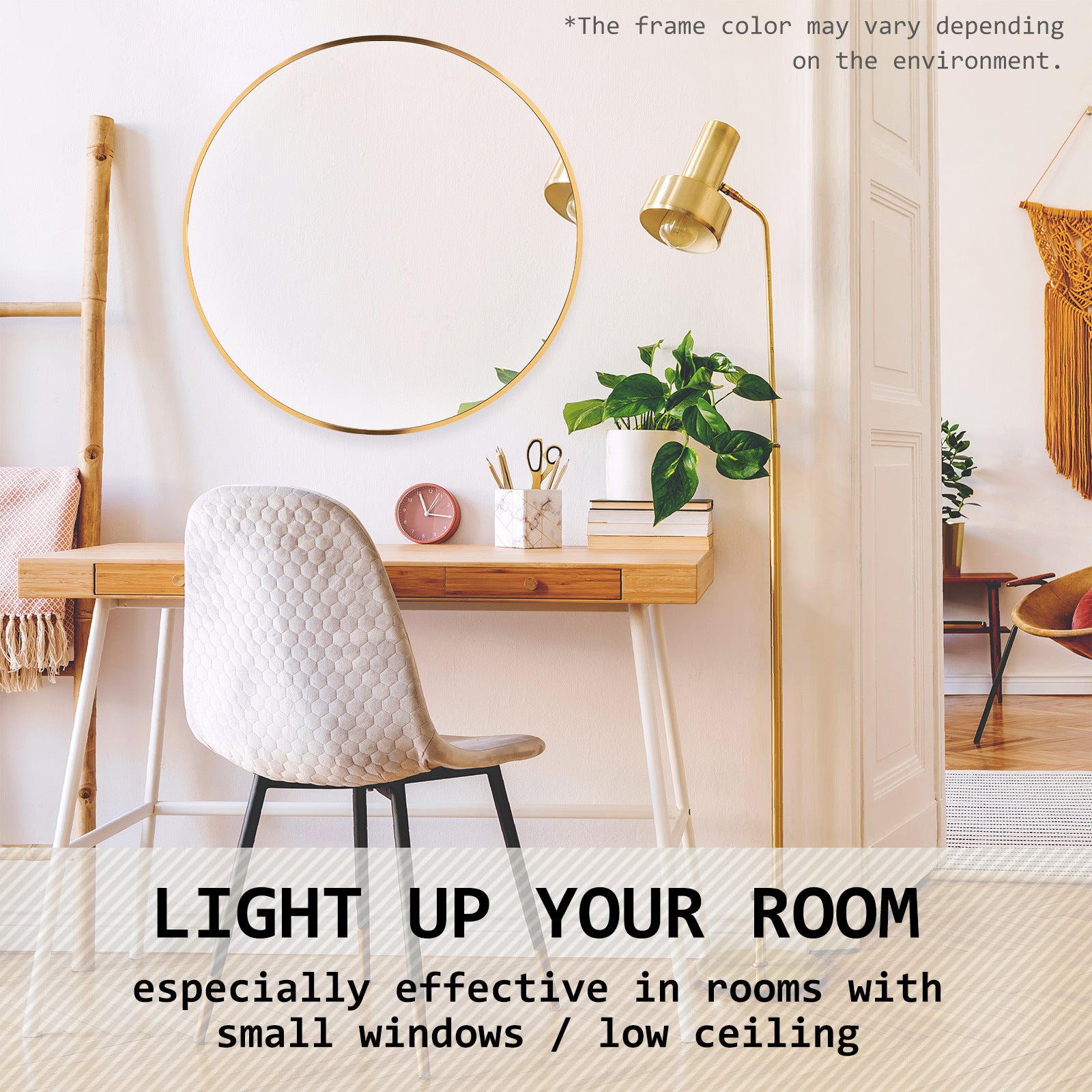 2 Set La Bella Gold Wall Mirror Round Aluminum Frame Makeup Decor Bathroom Vanity 70cm Big Bedding Australia