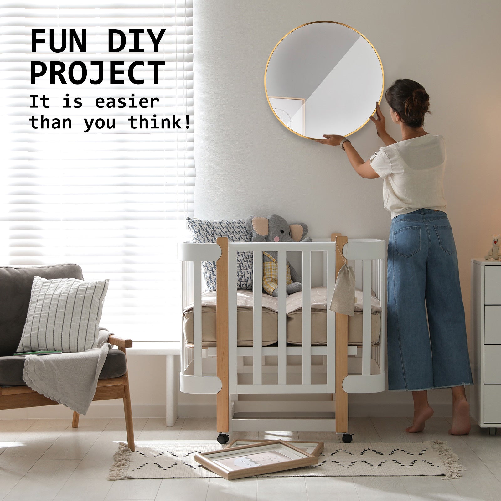 2 Set La Bella Gold Wall Mirror Round Aluminum Frame Makeup Decor Bathroom Vanity 70cm Big Bedding Australia