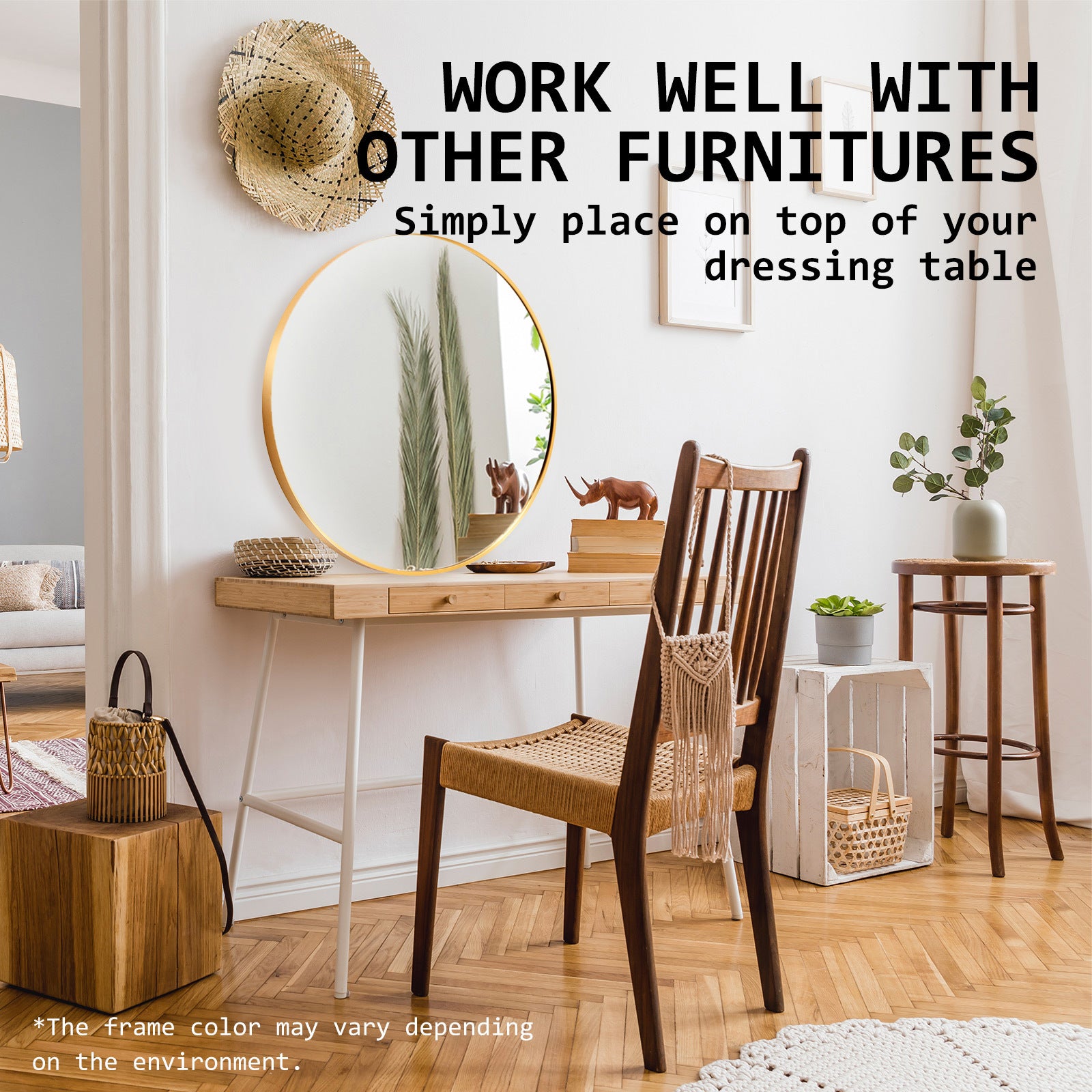 2 Set La Bella Gold Wall Mirror Round Aluminum Frame Makeup Decor Bathroom Vanity 80cm Big Bedding Australia