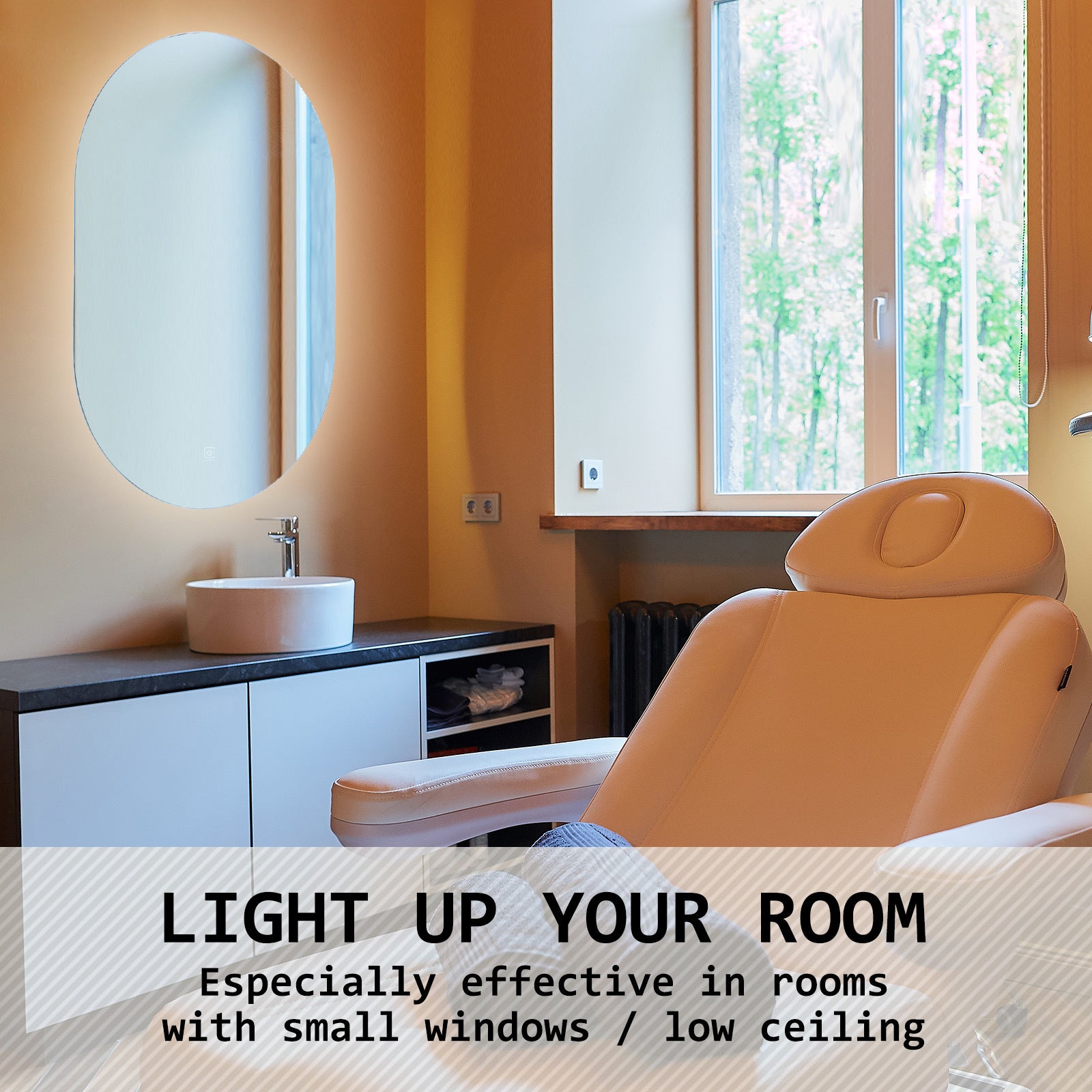 2 Set La Bella LED Wall Mirror Oval Touch Anti-Fog Makeup Decor Bathroom Vanity 50x75cm Big Bedding Australia