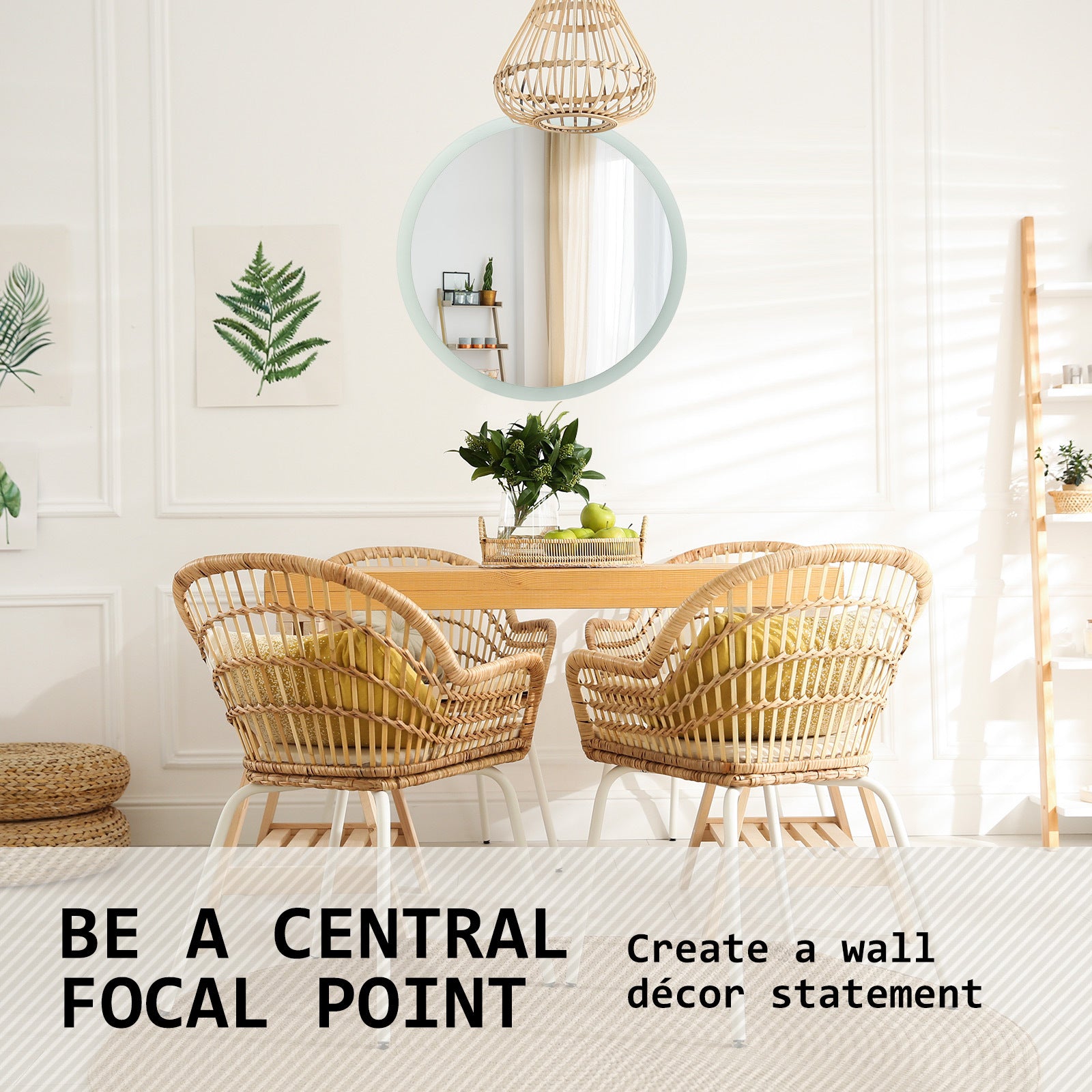 2 Set La Bella LED Wall Mirror Round Touch Anti-Fog Makeup Decor Bathroom Vanity 60cm Big Bedding Australia