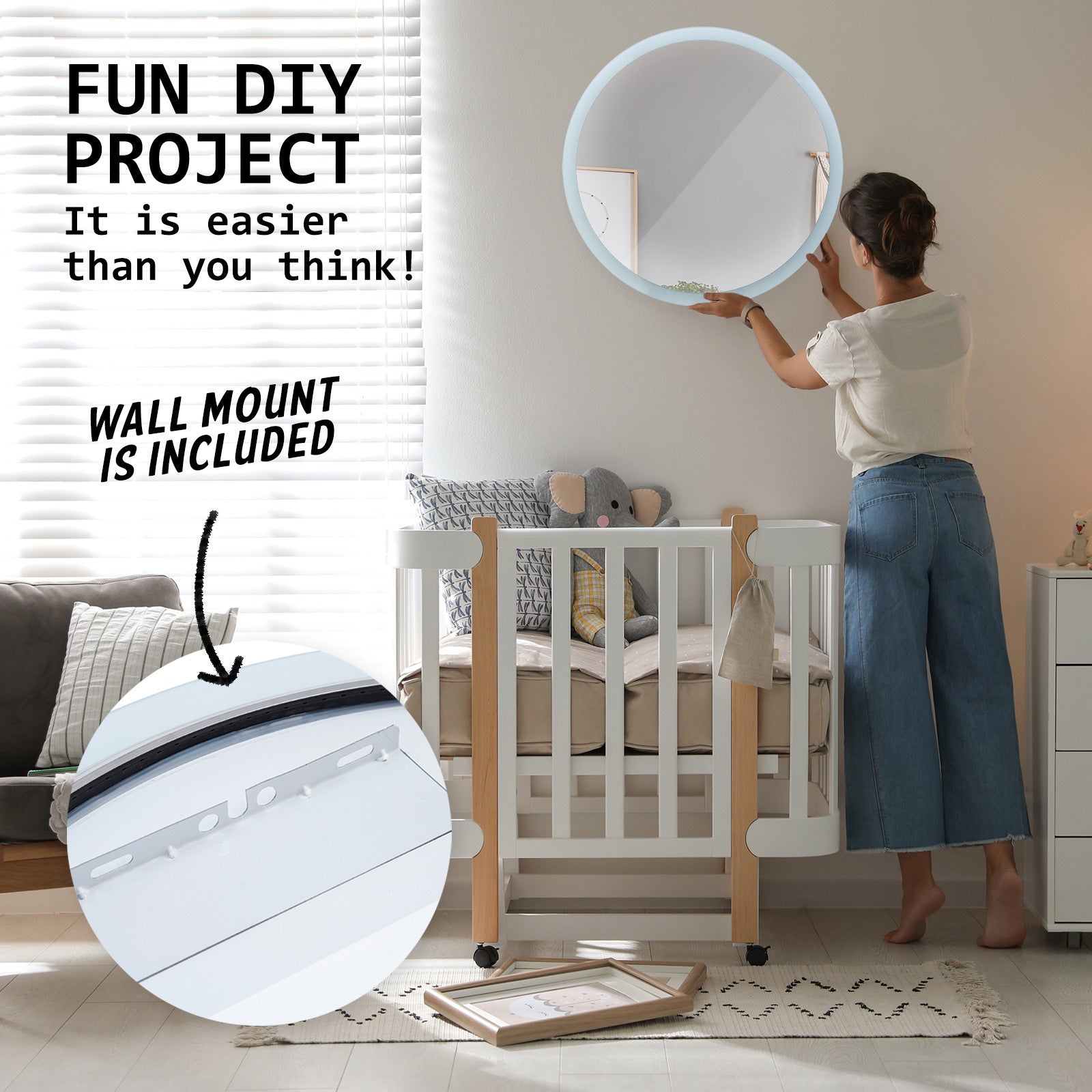 2 Set La Bella LED Wall Mirror Round Touch Anti-Fog Makeup Decor Bathroom Vanity 70cm Big Bedding Australia