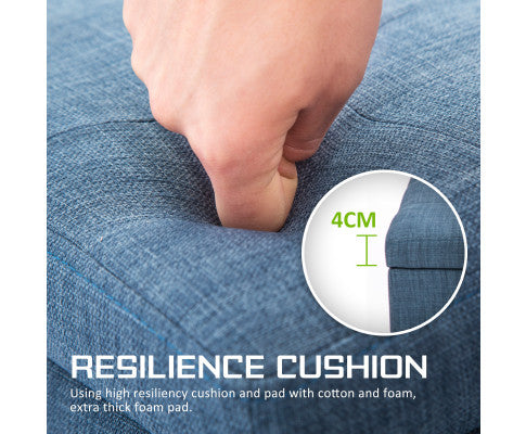 La Bella Dark Blue Storage Ottoman Stool Fabric La Bella