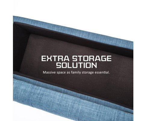 La Bella Dark Blue Storage Ottoman Stool Fabric La Bella
