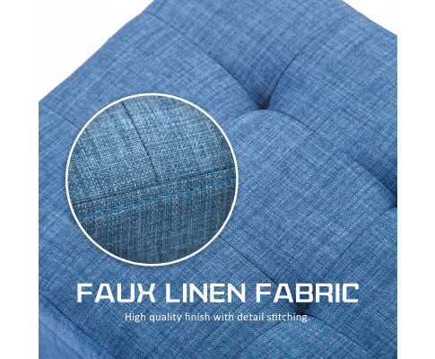 La Bella Dark Blue Storage Ottoman Stool Fabric La Bella