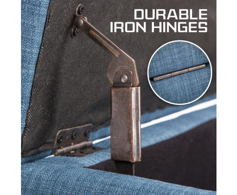 La Bella Dark Blue Storage Ottoman Stool Fabric La Bella