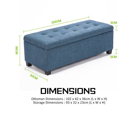 La Bella Dark Blue Storage Ottoman Stool Fabric La Bella