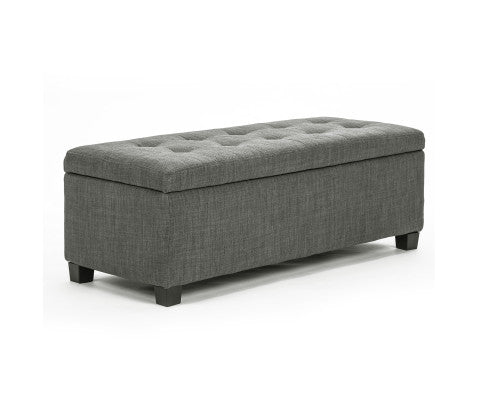 La Bella Dark Grey Storage Ottoman Stool Fabric La Bella