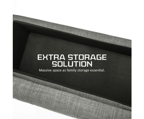 La Bella Dark Grey Storage Ottoman Stool Fabric La Bella