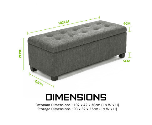 La Bella Dark Grey Storage Ottoman Stool Fabric La Bella