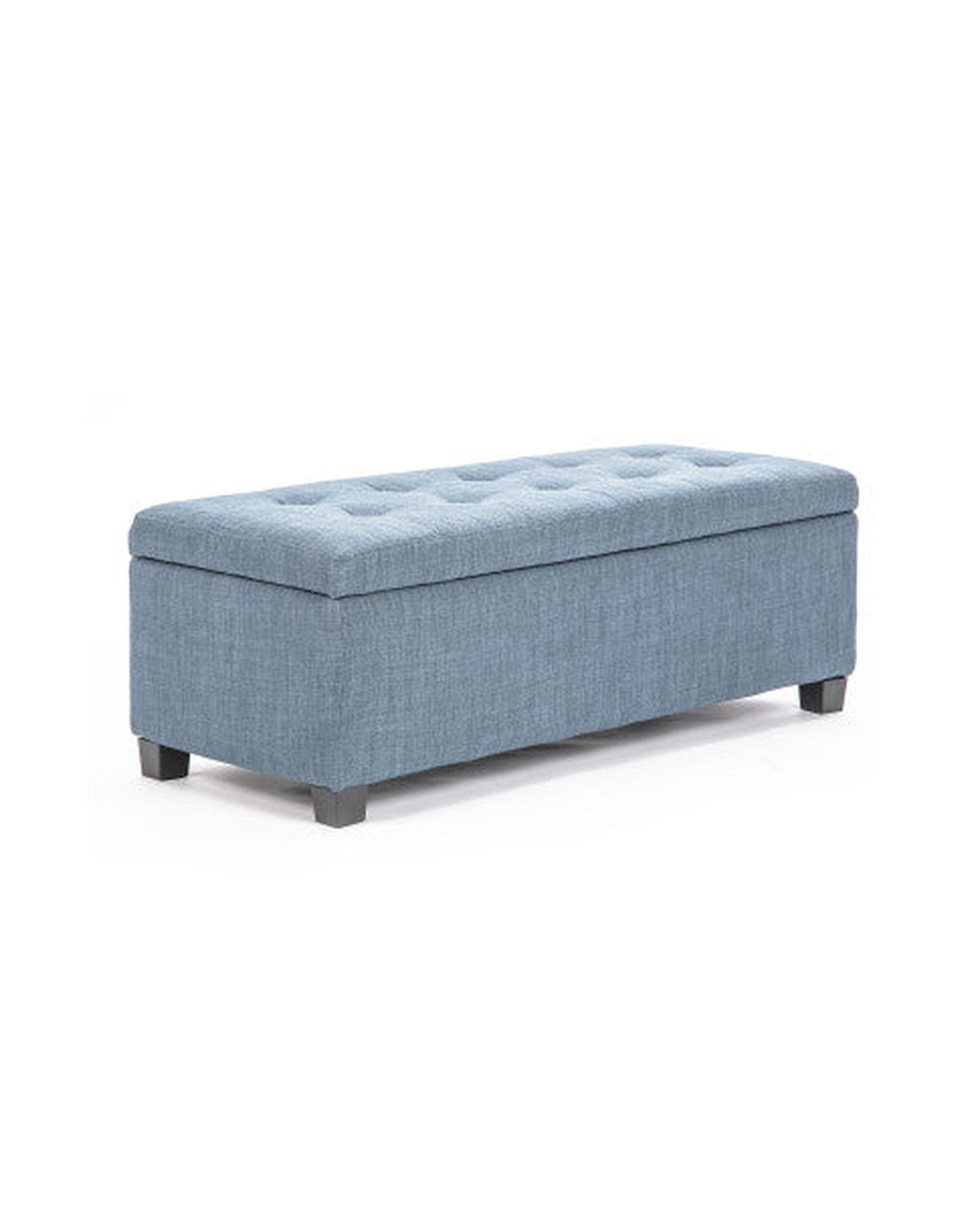 La Bella Light Grey Blue Storage Ottoman Stool Fabric La Bella