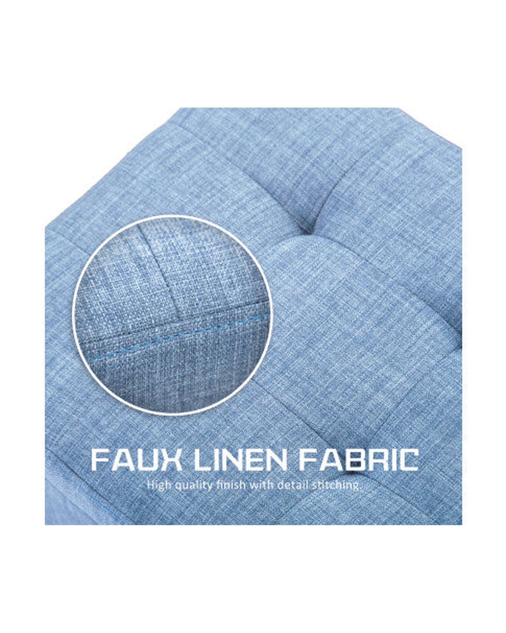 La Bella Light Grey Blue Storage Ottoman Stool Fabric La Bella