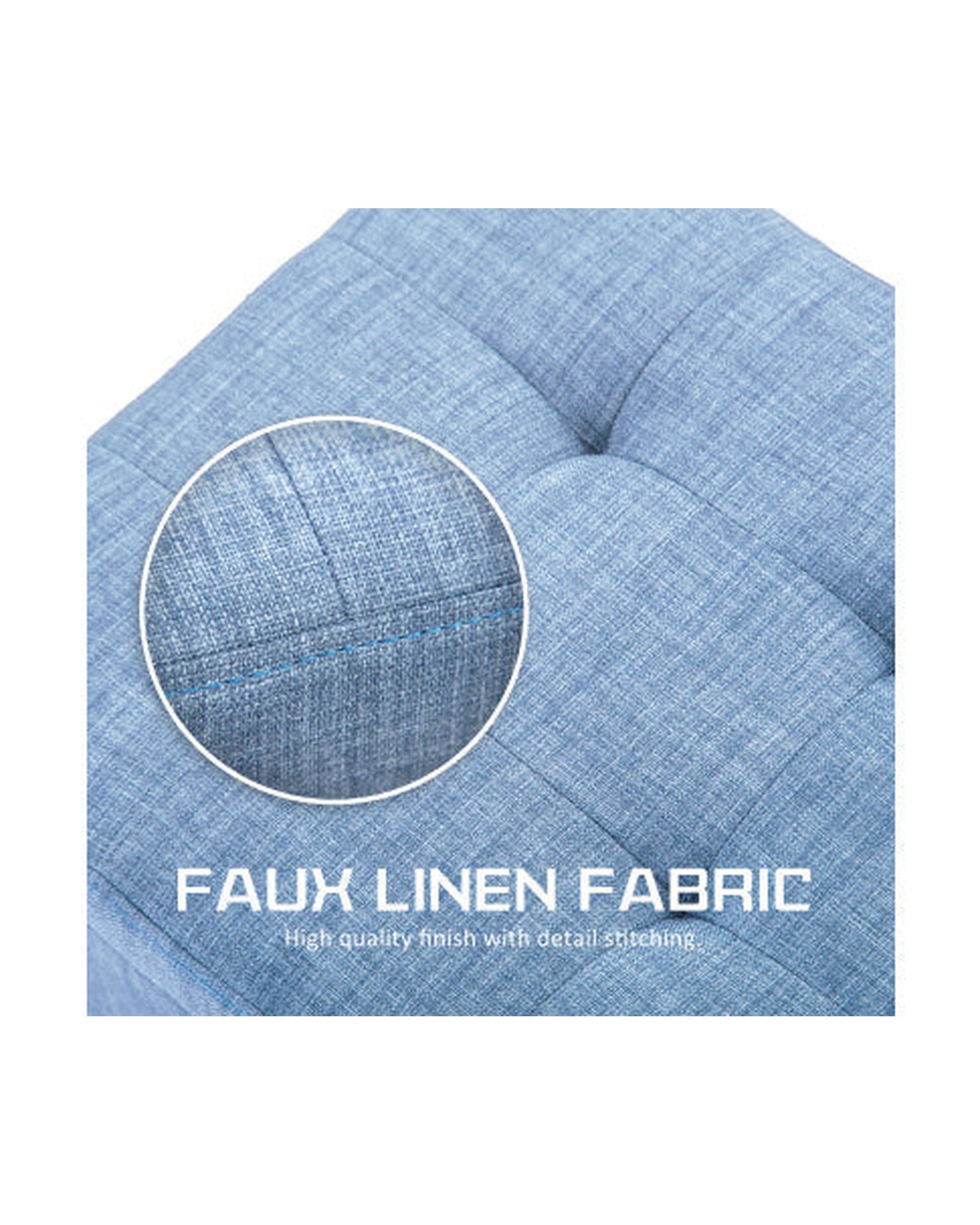 La Bella Light Grey Blue Storage Ottoman Stool Fabric La Bella