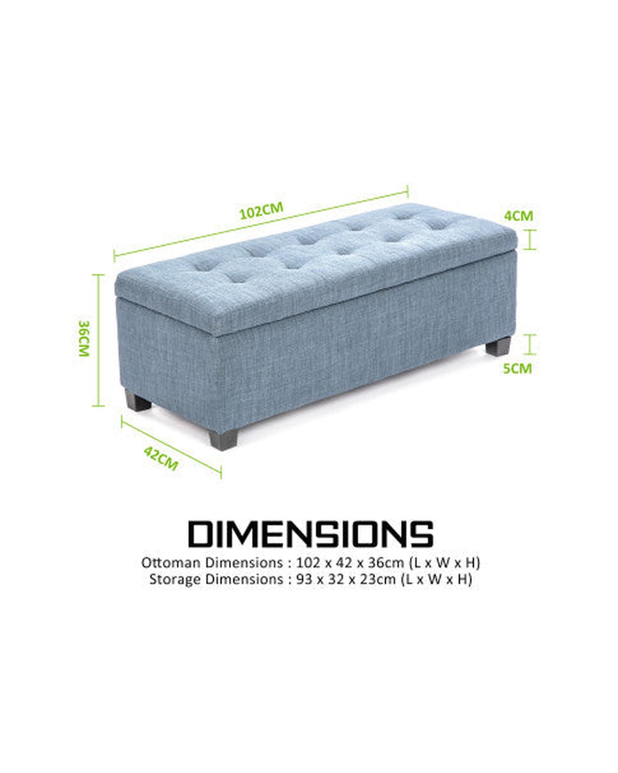 La Bella Light Grey Blue Storage Ottoman Stool Fabric La Bella