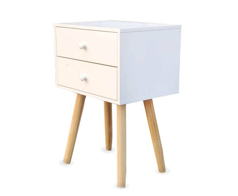 2 Drawer Side Table Sleek Modern & Stylish Neutral Design 61cm Home Master
