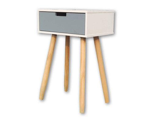 1 Drawer Side Table Modern Sleek & Stylish Neutral Design 61cm Home Master