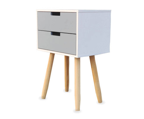 2 Drawer Side Table Modern Sleek & Stylish Neutral Design 61cm Home Master