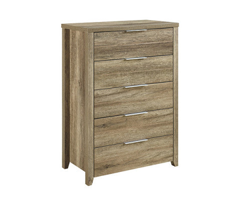 Alice Four Pieces Bedroom Suite Natural Wood Like MDF Structure - Oak Colour Bed, Bedside Table & Tallboy - 3 Sizes Melbournians Furniture