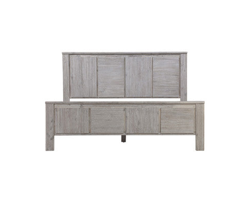 Four Pieces Bedroom Suite with Solid Acacia Wood Veneered Construction - White Ash Colour Bed, Bedside Table & Tallboy - 2 Sizes Melbournians Furniture