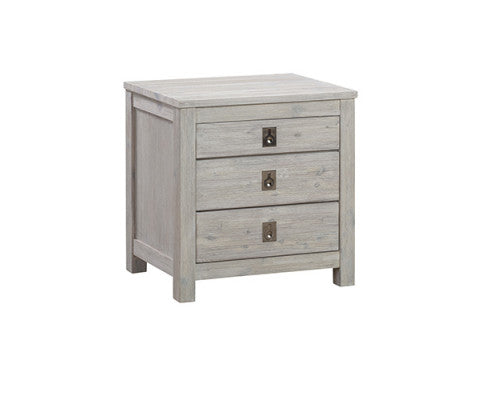 Four Pieces Bedroom Suite with Solid Acacia Wood Veneered Construction - White Ash Colour Bed, Bedside Table & Tallboy - 2 Sizes Melbournians Furniture