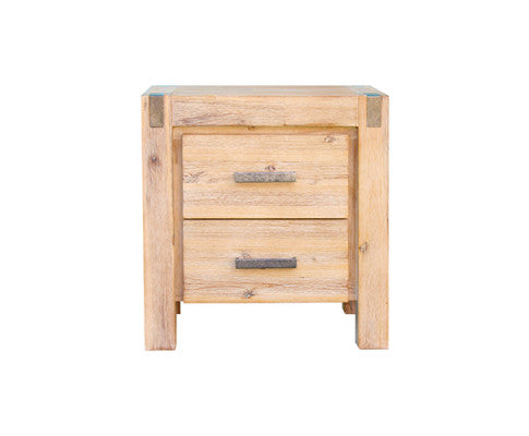 Five Pieces Bedroom Suite in Solid Wood Veneered Acacia Construction - Oak Colour Bed, Bedside Table , Tallboy & Dresser - 3 Sizes Melbournians Furniture