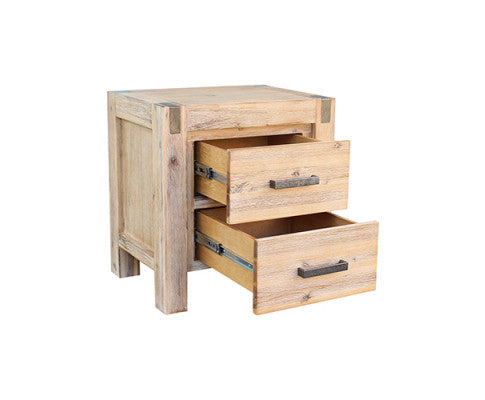 Five Pieces Bedroom Suite in Solid Wood Veneered Acacia Construction - Oak Colour Bed, Bedside Table , Tallboy & Dresser - 3 Sizes Melbournians Furniture