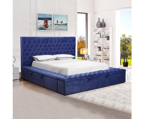 Anna Bedframe  Velvet Fabric Blue Melbournians Furniture