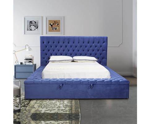 Anna Bedframe  Velvet Fabric Blue Melbournians Furniture
