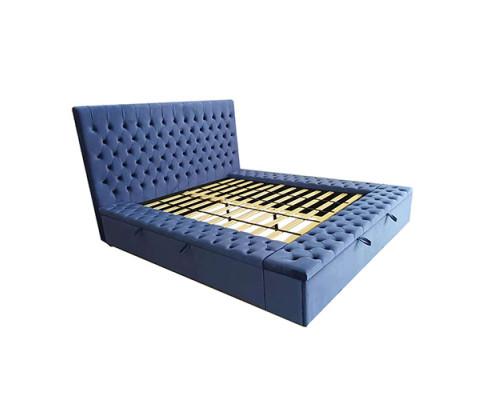 Anna Bedframe  Velvet Fabric Blue Melbournians Furniture