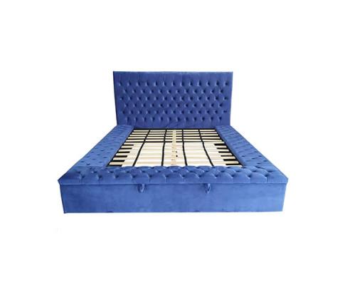 Anna Bedframe  Velvet Fabric Blue Melbournians Furniture