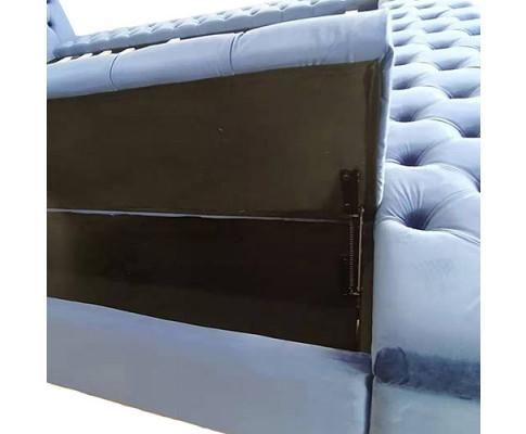 Anna Bedframe  Velvet Fabric Blue Melbournians Furniture