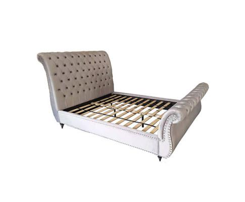 Elsa Bedframe Velvet Fabric Navy Grey Melbournians Furniture