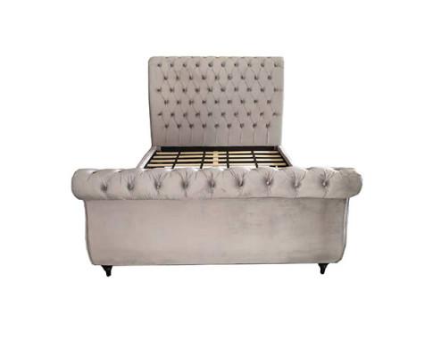Elsa Bedframe Velvet Fabric Navy Grey Melbournians Furniture