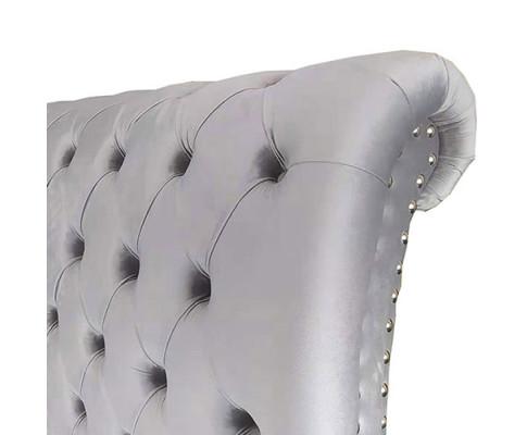 Elsa Bedframe Velvet Fabric Navy Grey Melbournians Furniture