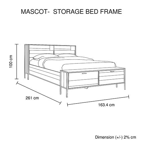 Mascot Queen Size Bed with Storage Oak Colour Melbournians Furniture
