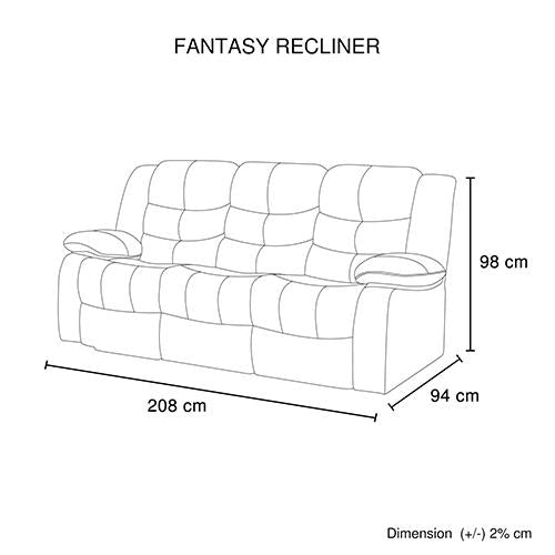 Fantasy Recliner Pu Leather 3R Black Melbournians Furniture