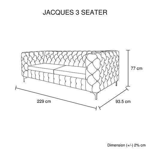 Jacques 3 Seater Black Colour Melbournians Furniture