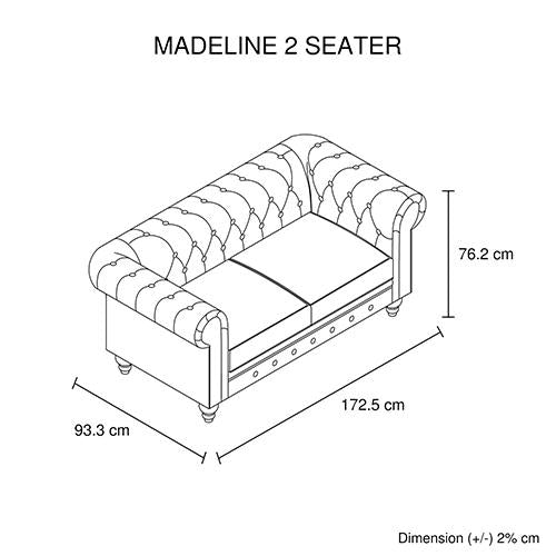 Madeline 2 Seater Brown Melbournians Furniture