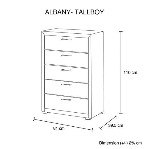 Albany Tallboy Black Melbournians Furniture