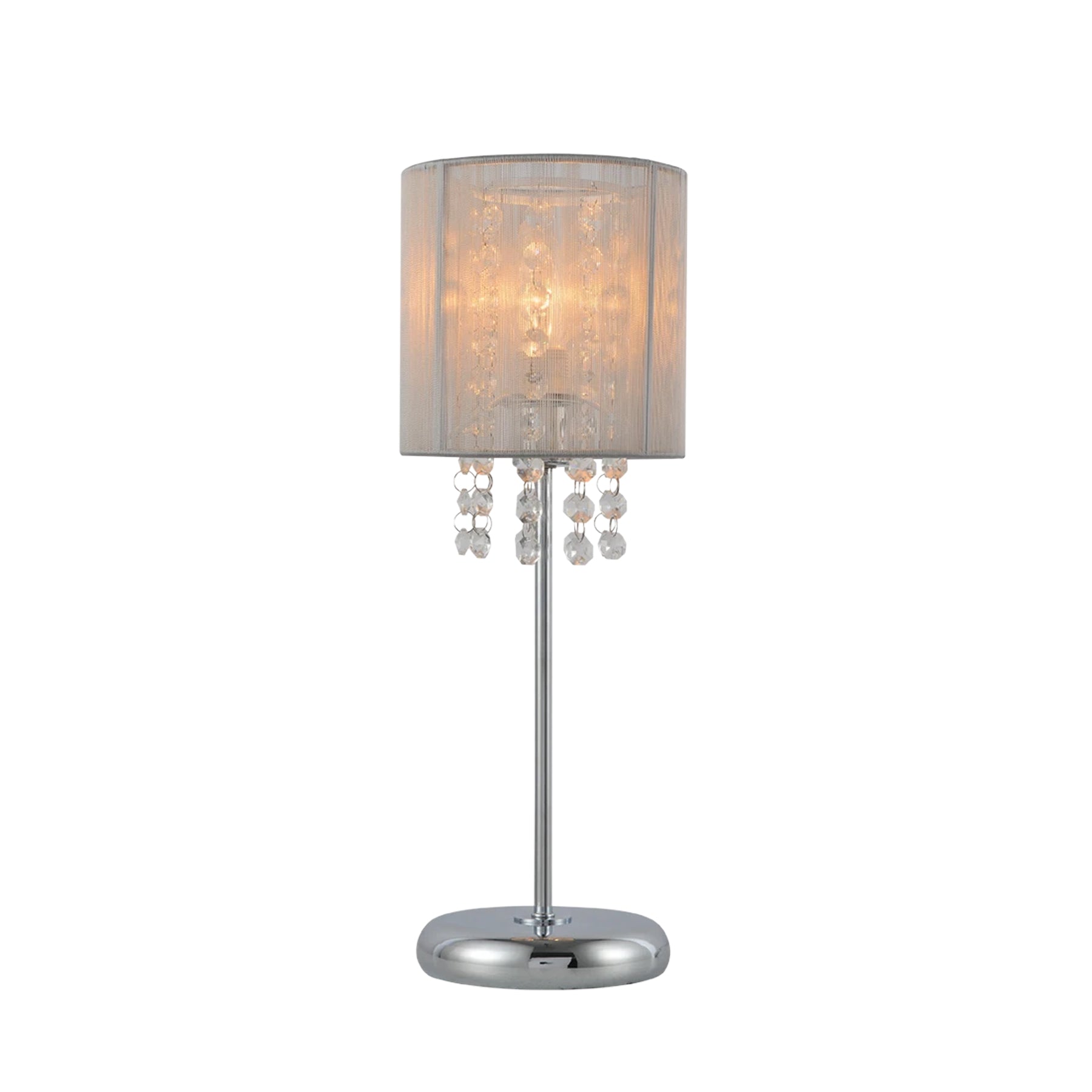 Emilia Table Lamp with Acrylic Drops - Grey Shade Big Bedding Australia