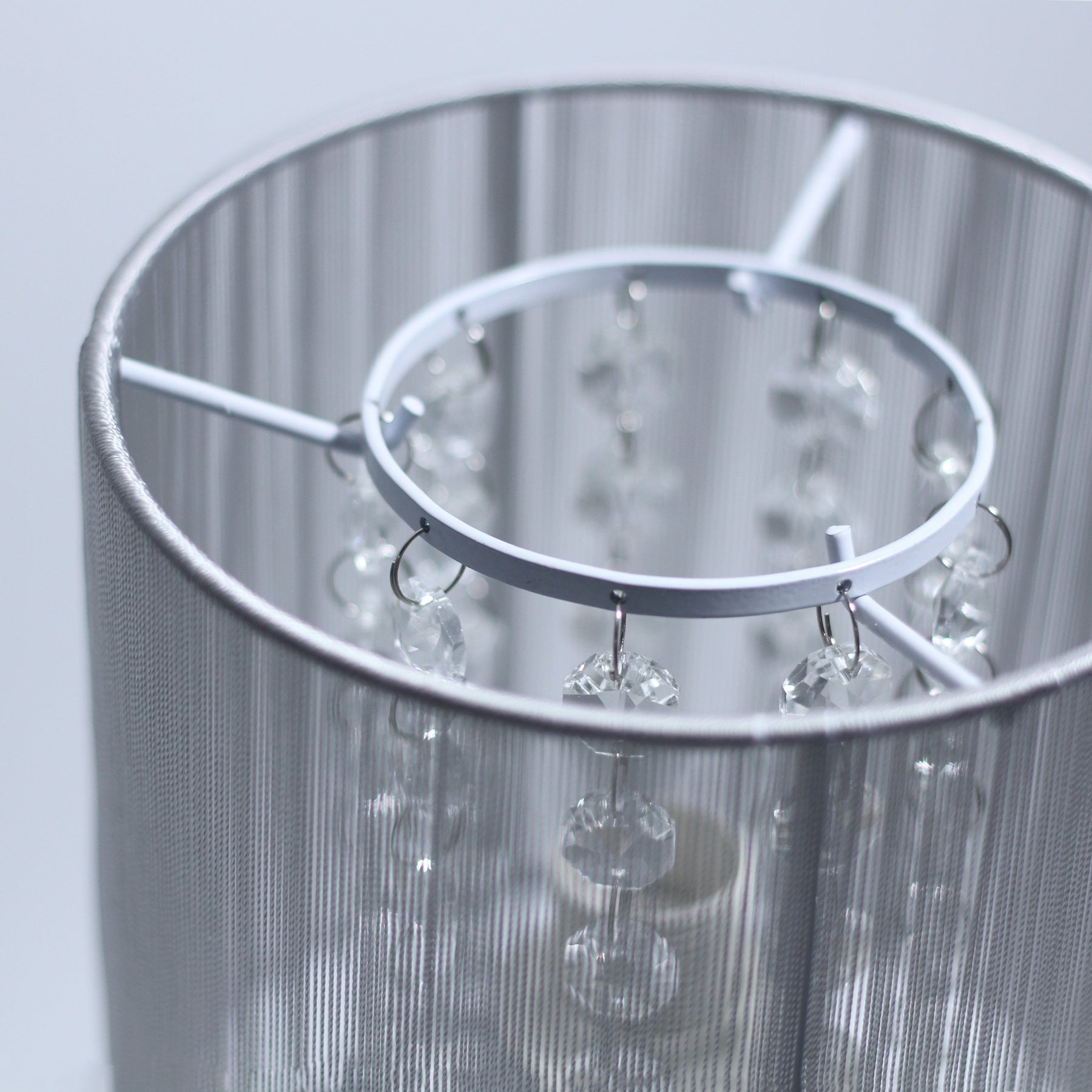 Emilia Table Lamp with Acrylic Drops - Grey Shade Big Bedding Australia