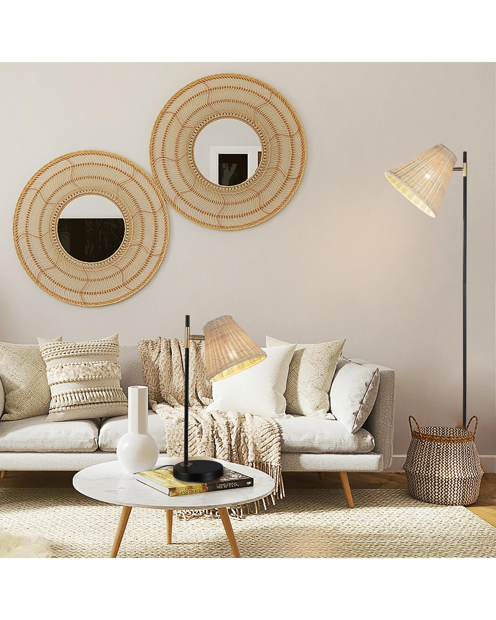 Yvette Rattan Floor Lamp Big Bedding Australia