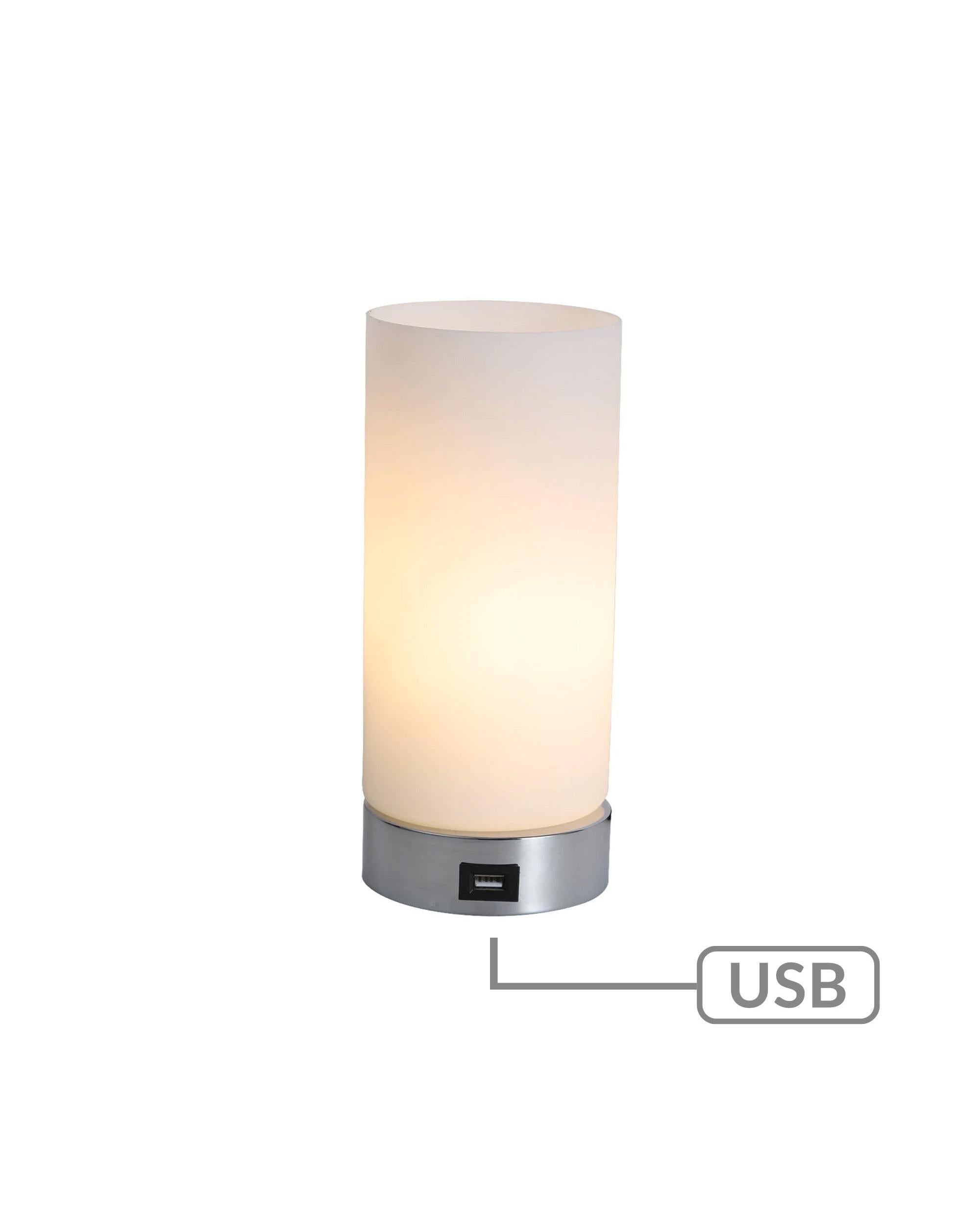 Julie Cylinder Touch Lamp with USB Port