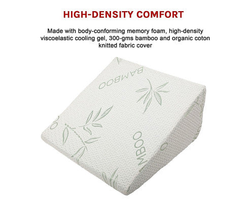 Cool Gel Memory Foam Bed Wedge Pillow Cushion Neck Back Support Sleep with Cover Big Bedding Australia