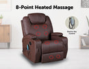 Brown Massage Sofa Chair Recliner 360 Degree Swivel PU Leather Lounge 8 Point Heated Big Bedding Australia