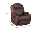 Brown Massage Sofa Chair Recliner 360 Degree Swivel PU Leather Lounge 8 Point Heated Big Bedding Australia