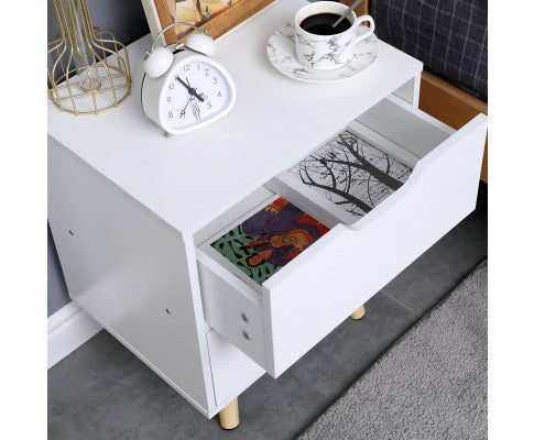 Wooden Bedside Table 2 Drawers Cabinet Storage Night Stand Big Bedding Australia